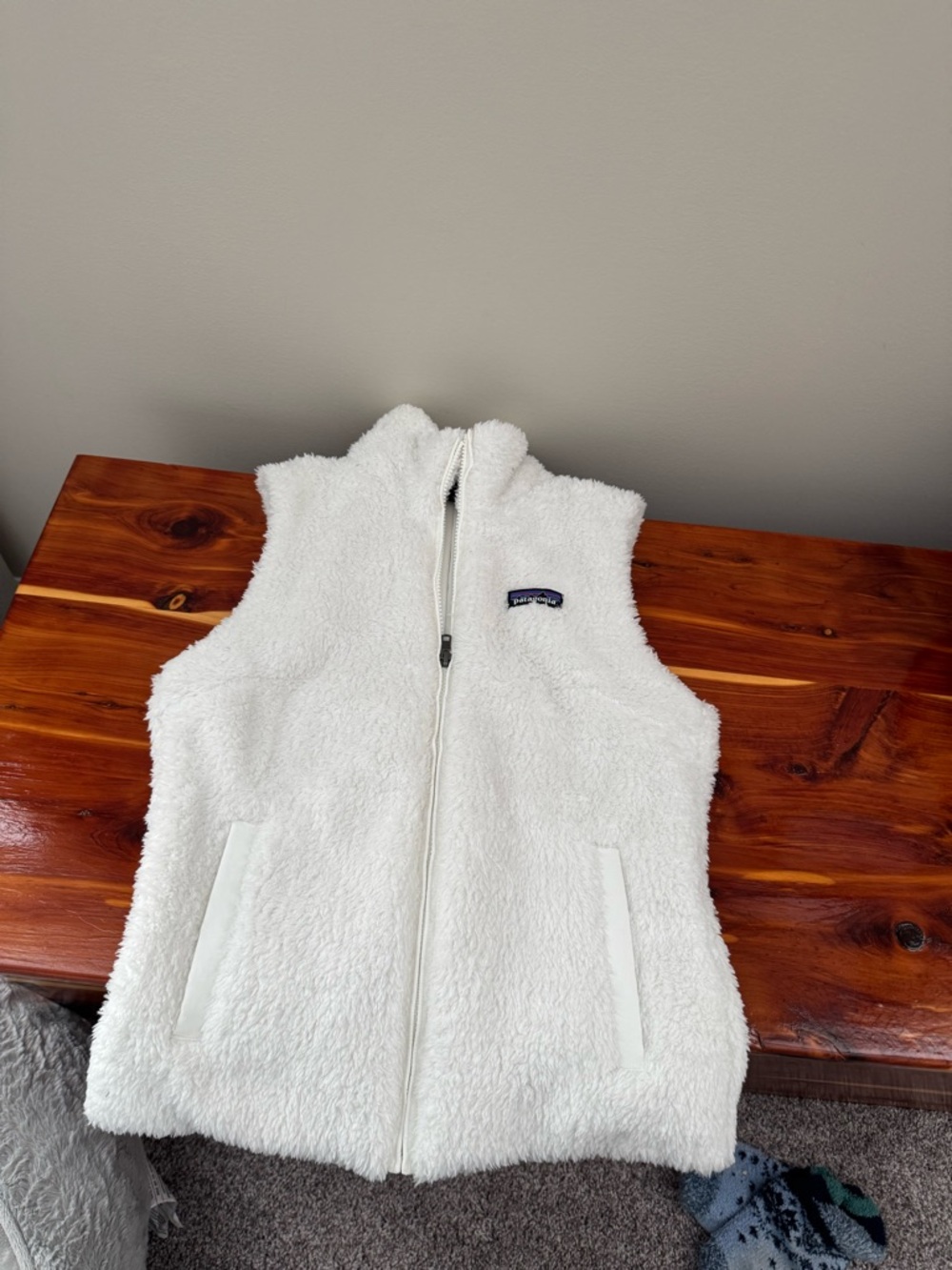 Patagonia White Sherpa Zip Vest